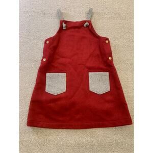 Oaks Of Acorn Girl's Size 6Y Red And Gray Wool A-Line Pinafore‎ Dress